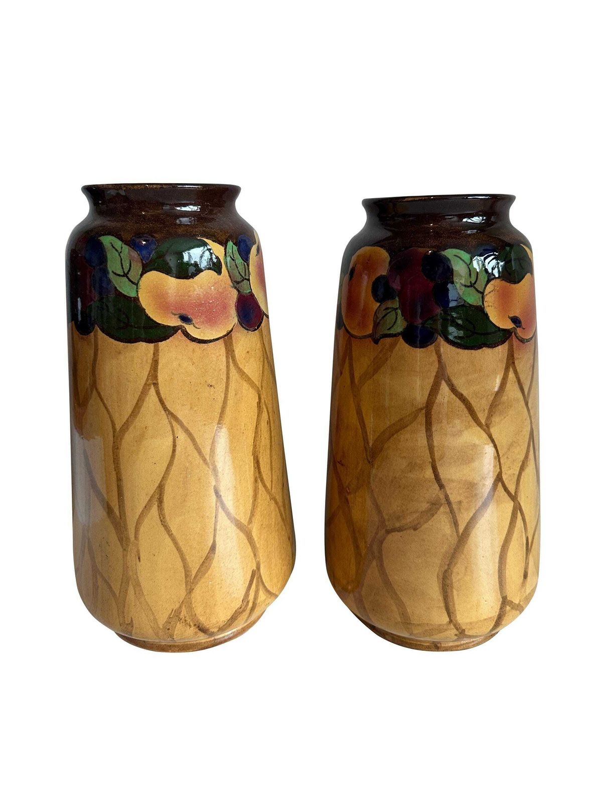 Antique Pair Of Royal Stanley Vases – Hand Painted Art Deco Jacobean Ware Made In England photo furniture