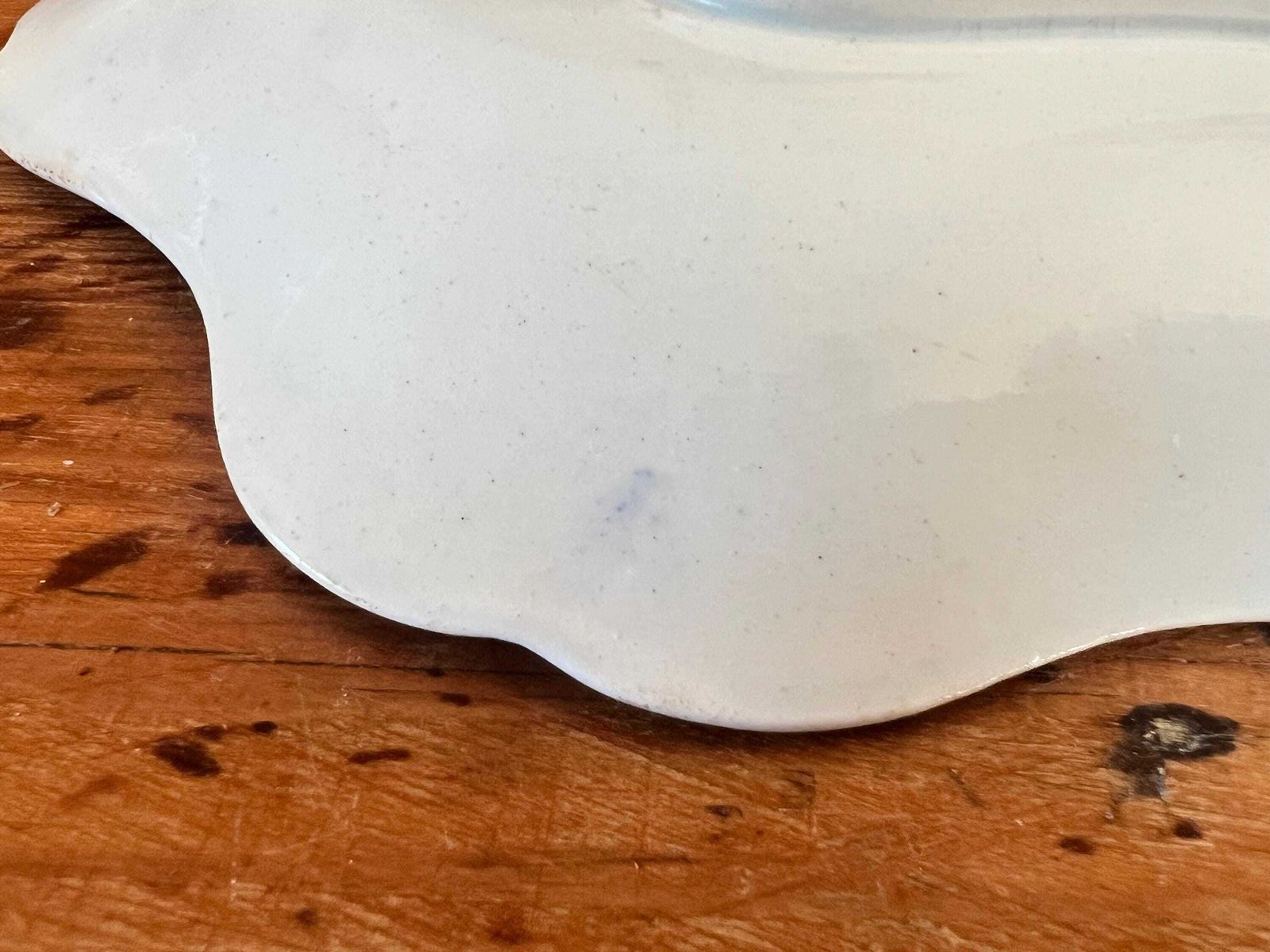 photo for sale Antique Wedgwood Blue And White Plate, "Basket And Flowers" Pattern, 19th Century Transferware, Scalloped Chinoiserie Serving Dish