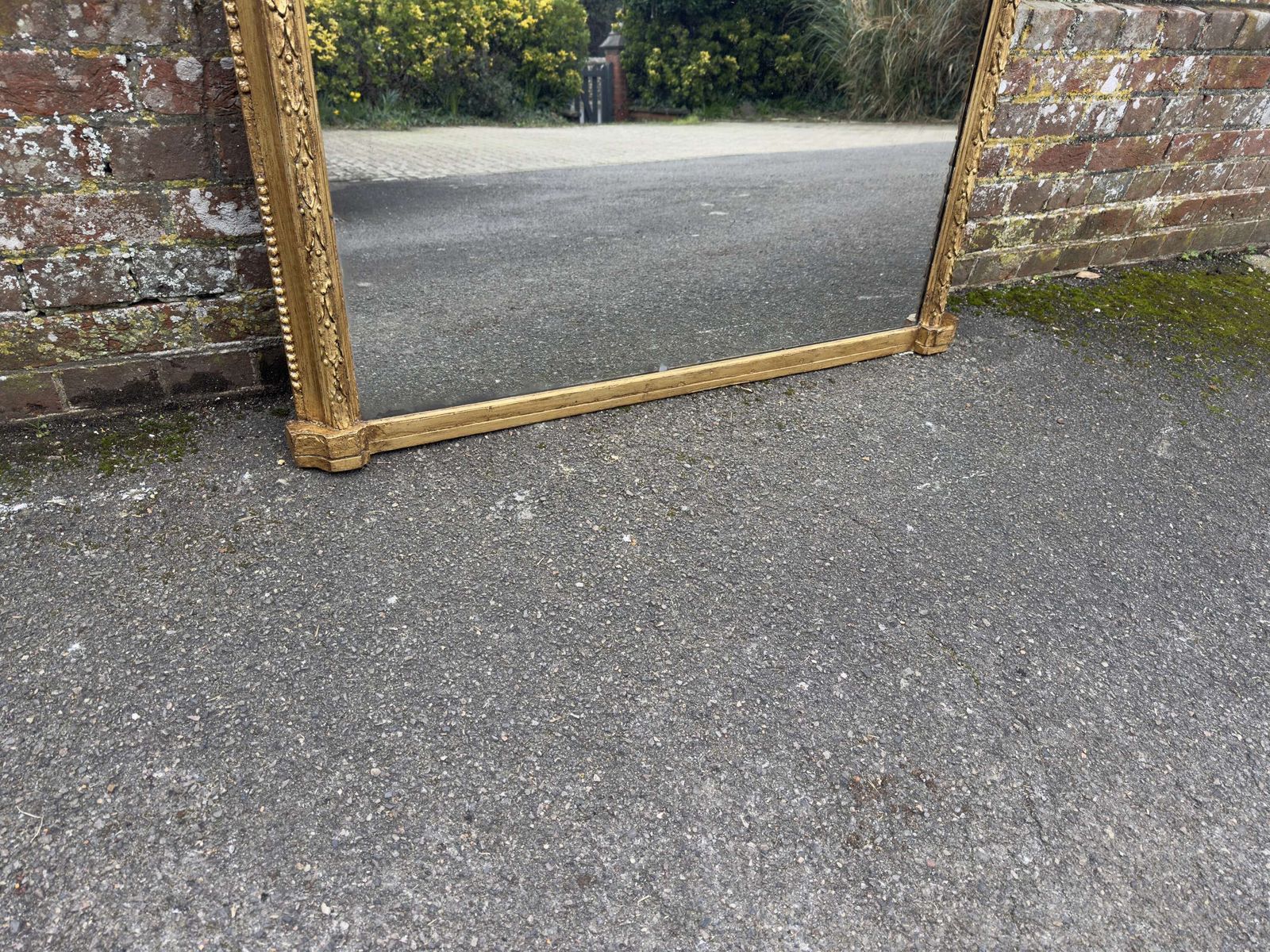 A Fabulous Large Antique English 19th C Arched Top Gilt Overmantle Mirror. photo for sale