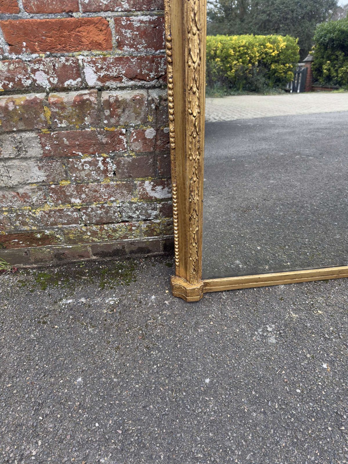 A Fabulous Large Antique English 19th C Arched Top Gilt Overmantle Mirror. photo 1495.0