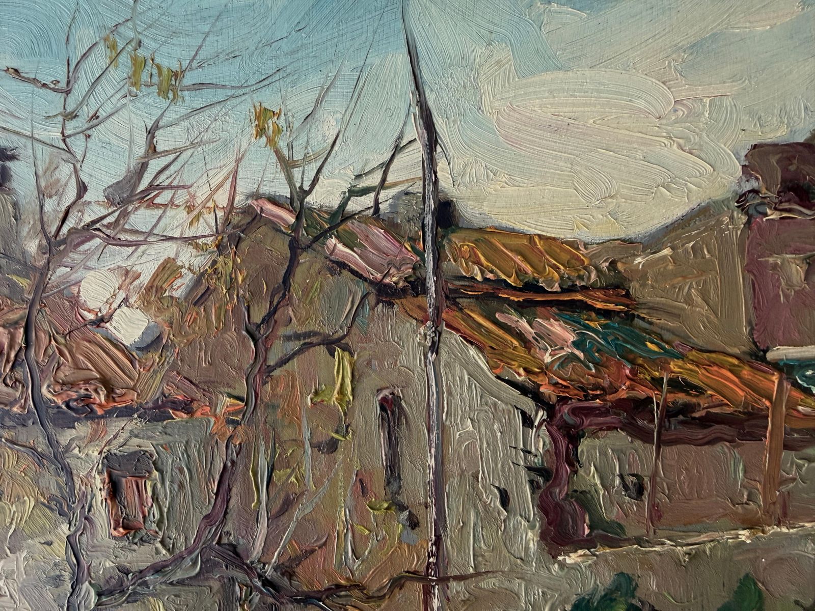 Joan Asensio Marine Mid Century Catalan Farmhouse Oil Painting Mediterranean Rustic Landscape 1940 photo vinterior