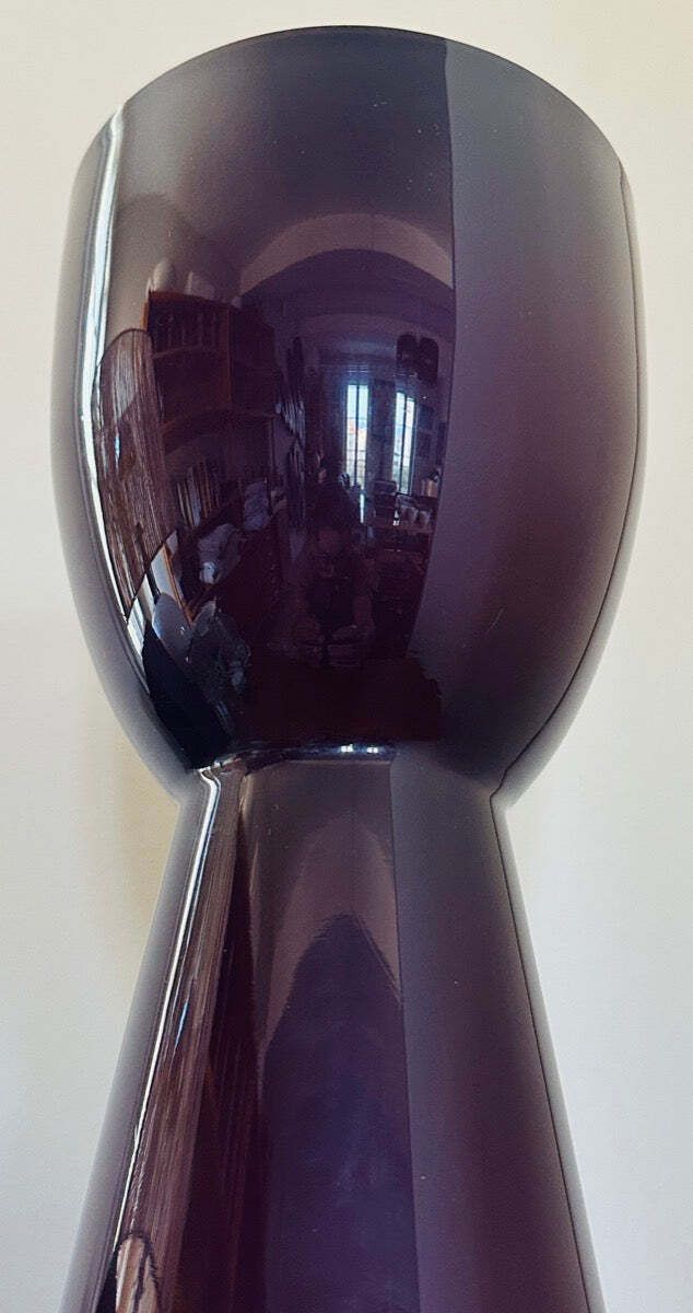 photo for sale Large 1960s Scandinavian Purple White & Clear Encased Glass Vase Attr. Holmegaard