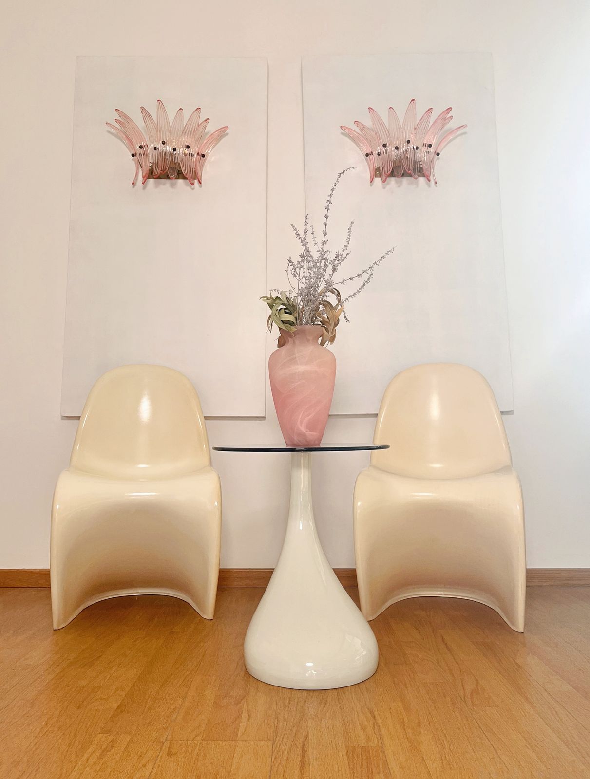 Vintage Palmette Wall Light   Pink Glasses photo furniture