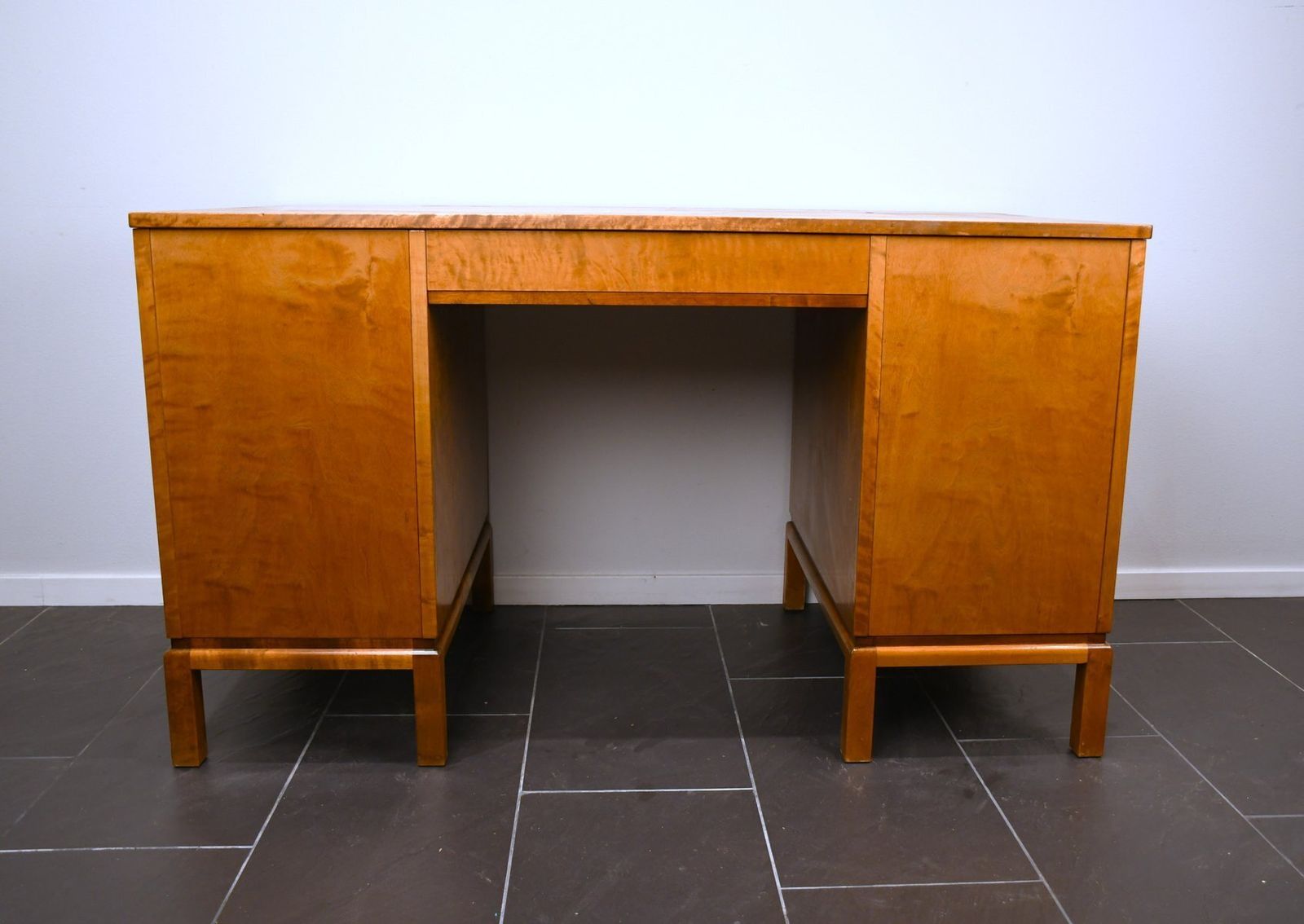 Swedish Grace Flamed Birch And Macassar Desk From Svenska Möbelfabrikerna Smf, Early 1920s photo vinterior