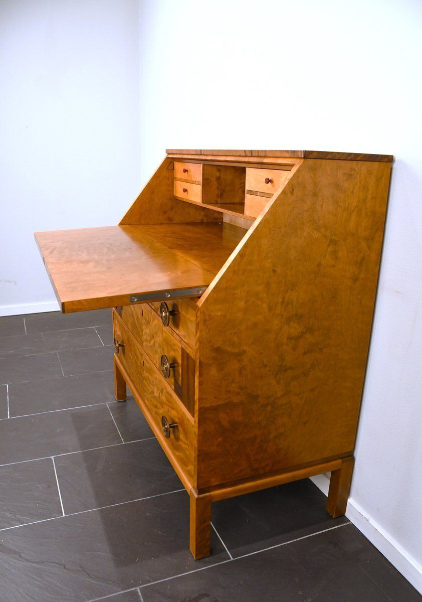 Swedish Grace Flamed Birch And Macassar Secretaire From Svenska Möbelfabrikerna, Late 1920s photo 2494.0