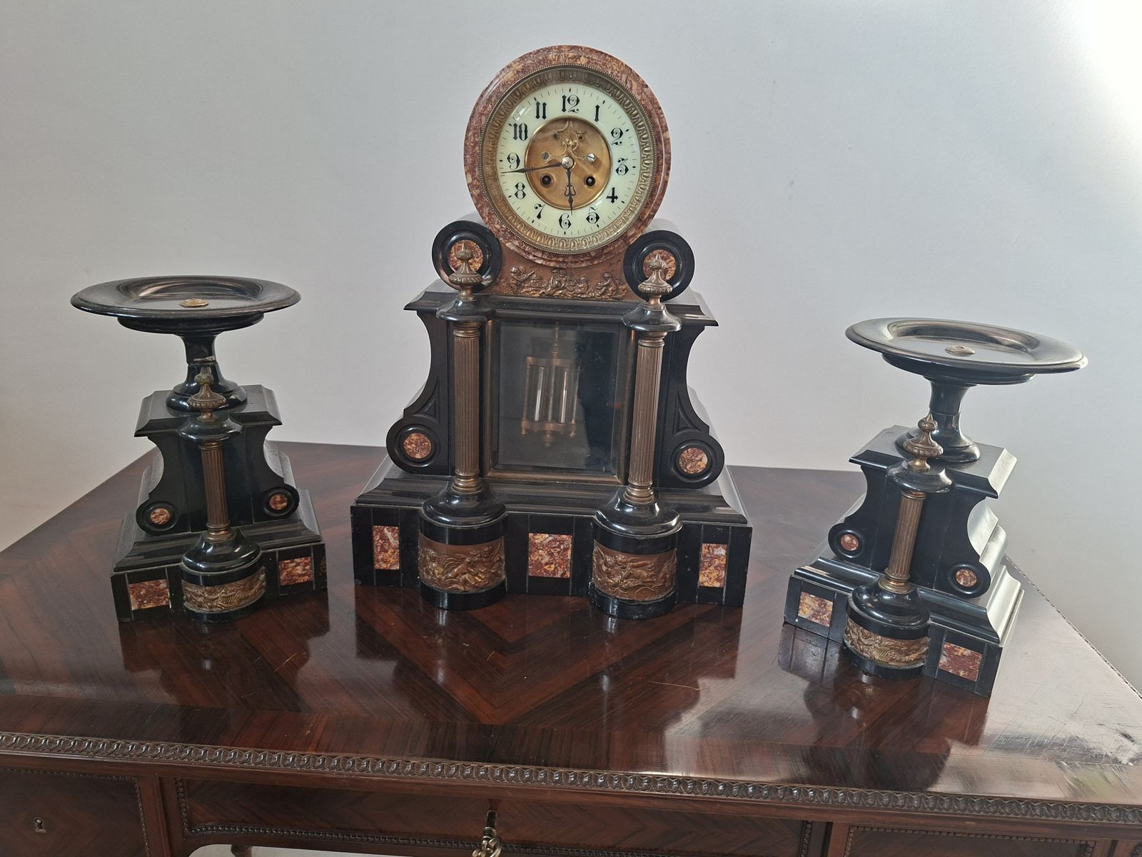 photo vintage Splendido Trittico Da Camino In Stile Napoleone III (Seconda Metà Dell'800)