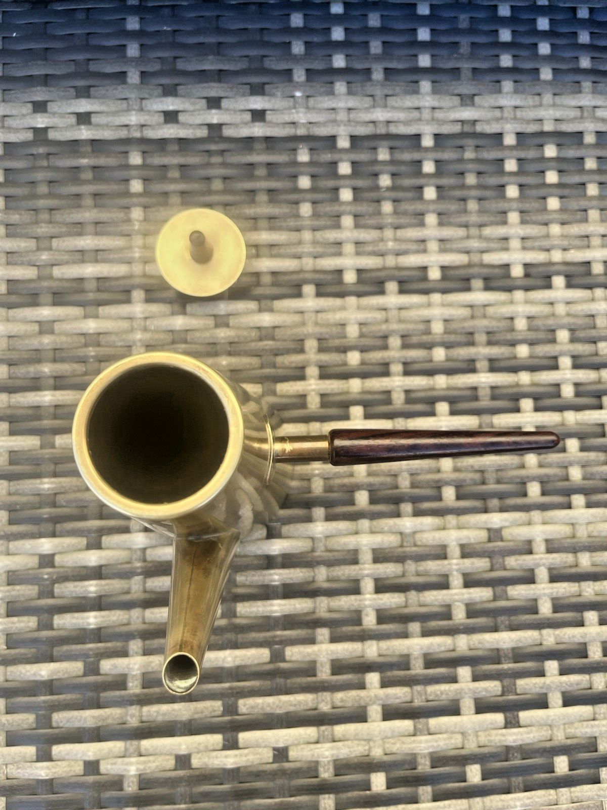 photo furniture Mid Century Modern Italian Designer Brass Teak Coffee Pot Italy Cafe Bar Display