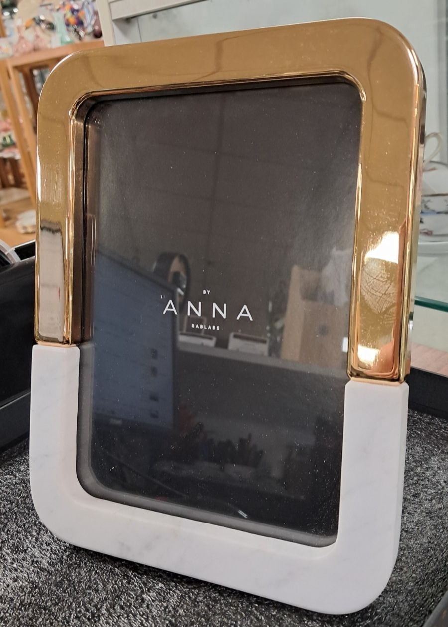 Anna New York By Rablabs Dual Gold Metal & Alabaster Photo Frame