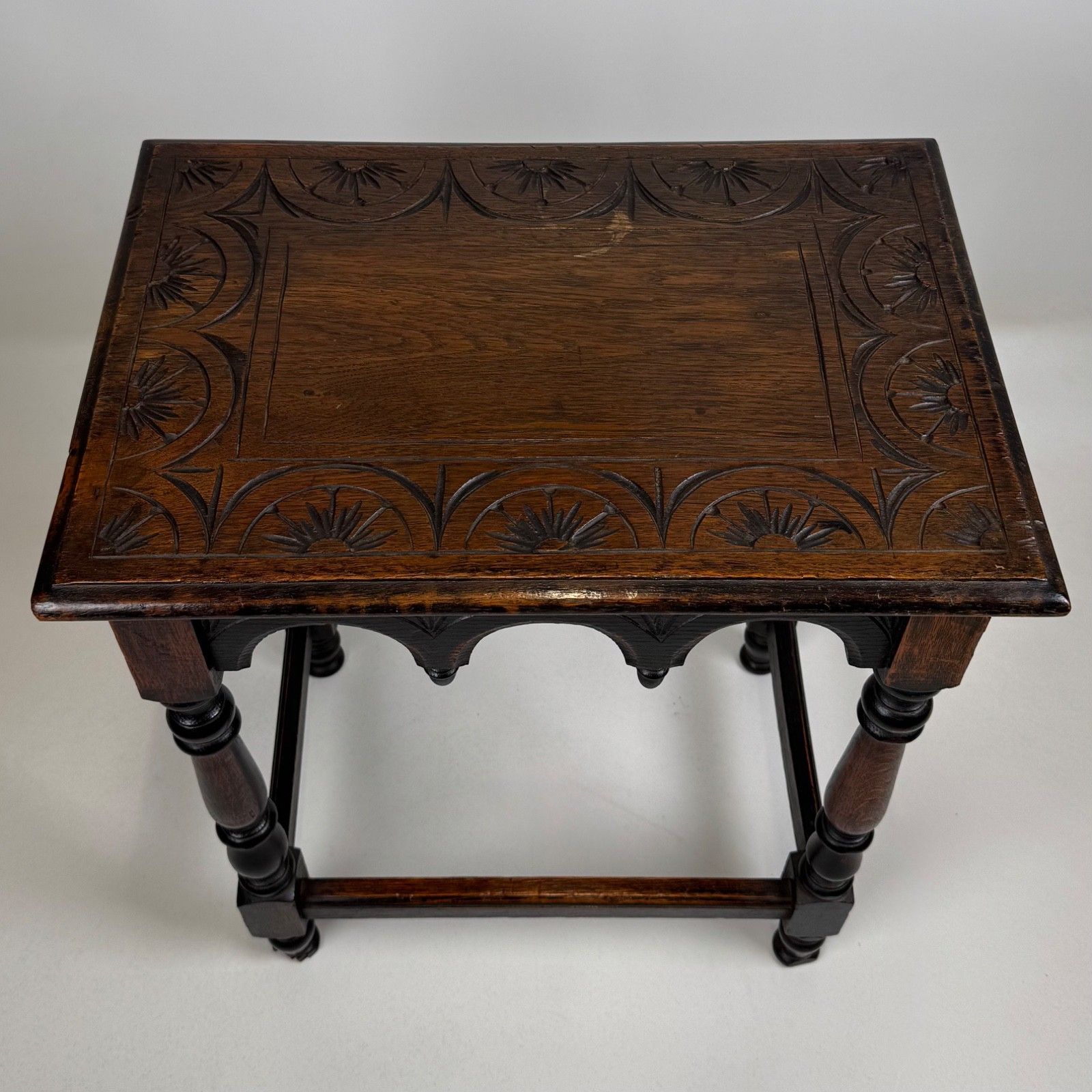 photo for sale Antique 19th Century Victorian Carved Oak Side Table ( Af 5290 )