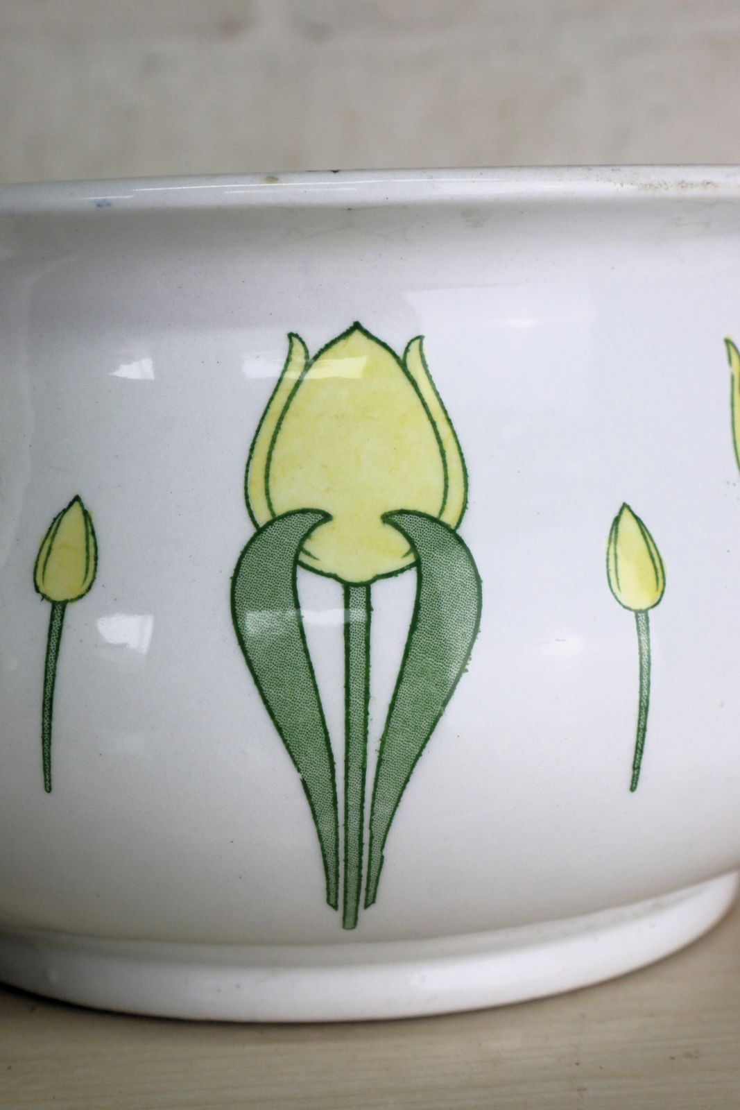 An Art Nouveau Decorative Ceramic Chamber Pot With Stylised Yellow Tulips photo buy