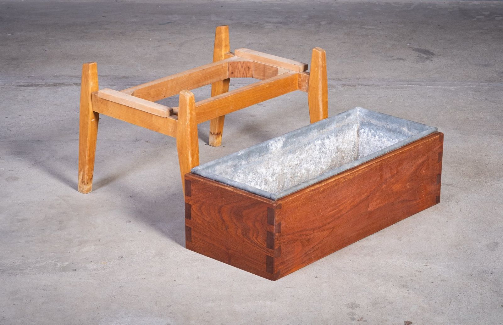 Danish Teak And Beech Planter With Zinc Liner, 1950s photo 768.0