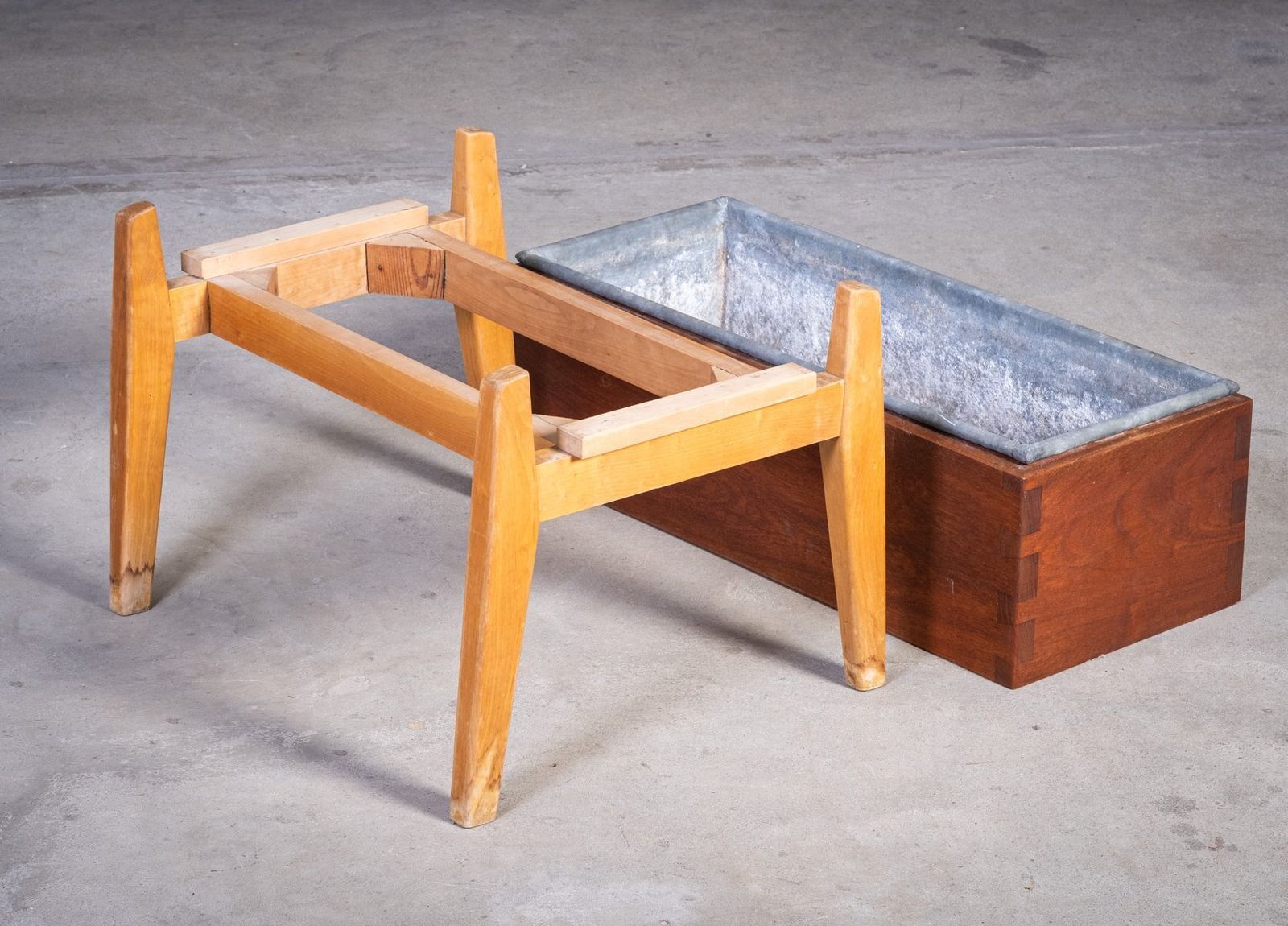 Danish Teak And Beech Planter With Zinc Liner, 1950s photo vinterior