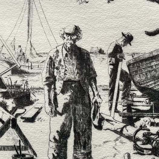 60’s Talio Chrome Print: Actor Lionel Barrymore’ Coastal Landscape 'Point Mugu' Etching photo 60.0