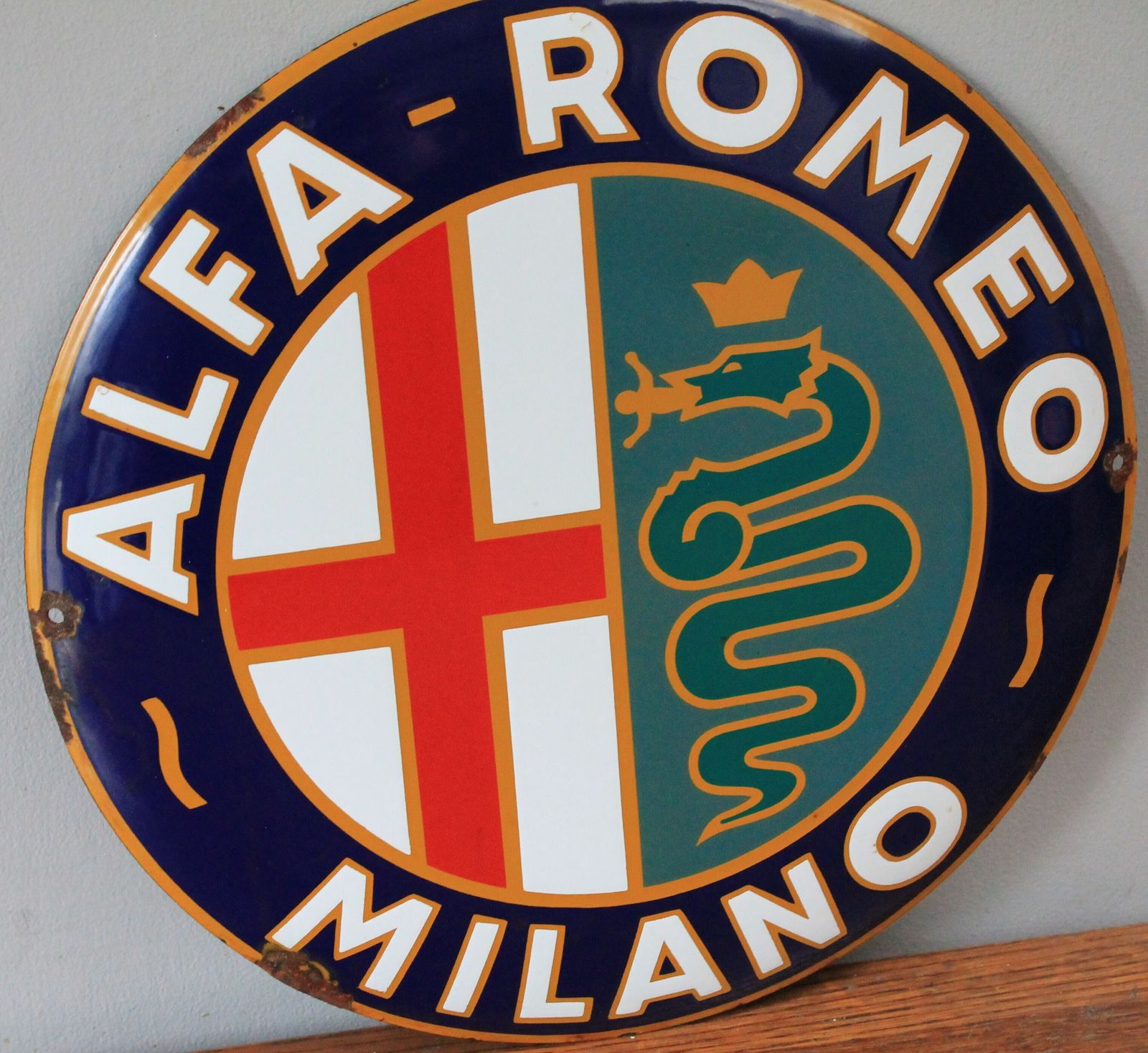 Alfa Romeo Dealership Auto Motor Garage Advertising Sign Dealer Showroom Art Enamel Metal Automobile photo furniture