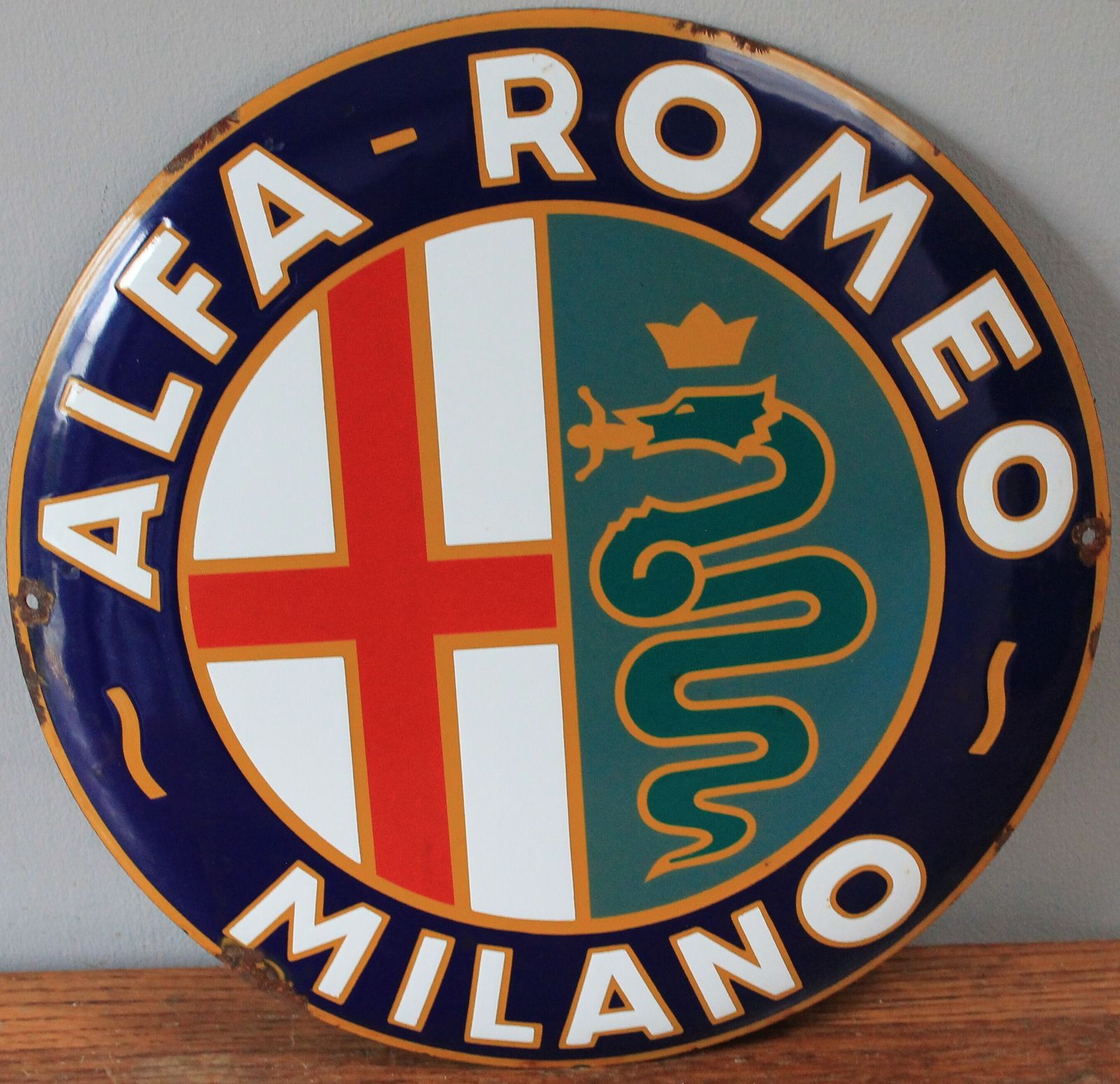 Alfa Romeo Dealership Auto Motor Garage Advertising Sign Dealer Showroom Art Enamel Metal Automobile photo vinterior