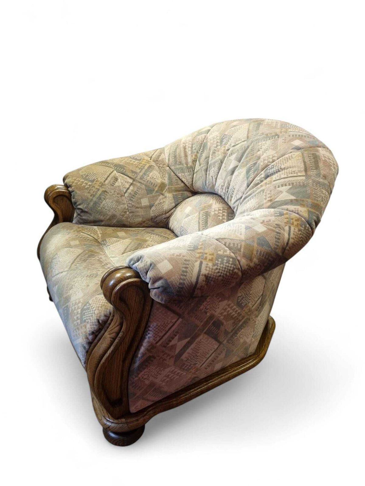 Vintage Belgian Armchair / Club Chair Solid Wood Arms / C1970 photo Furniture