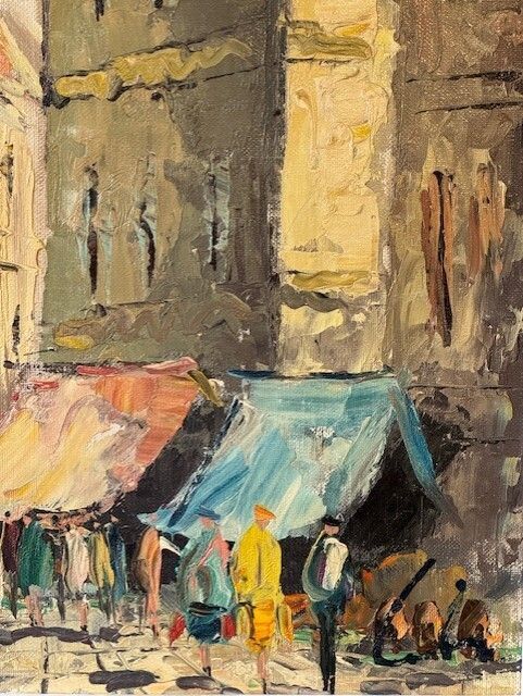 Oil Painting Of A French Market Square Scene photo furniture