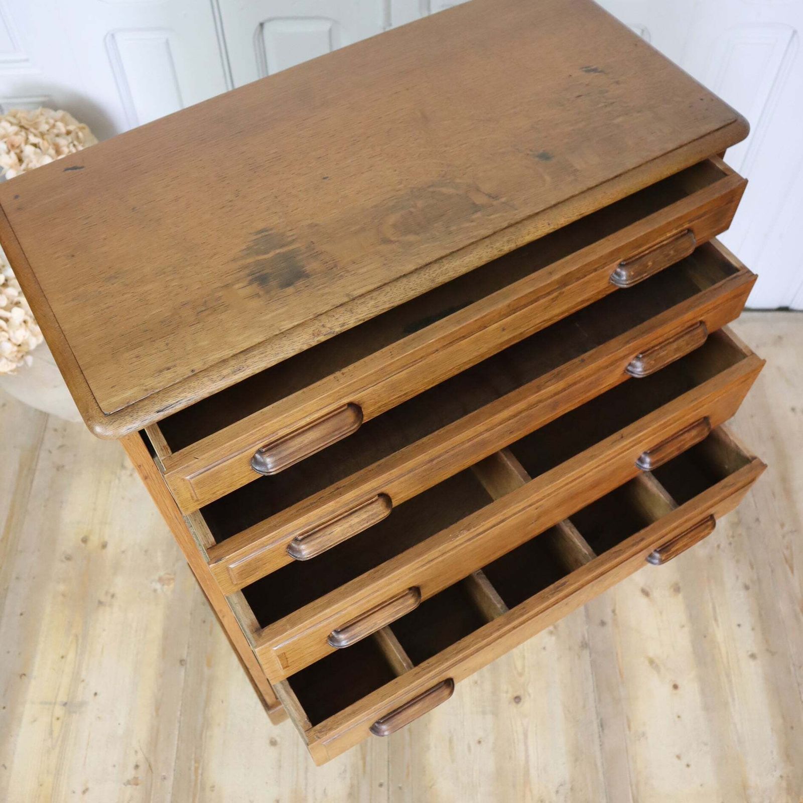 Antique Oak Printers Map Drawers Tallboy 2002g photo vinterior
