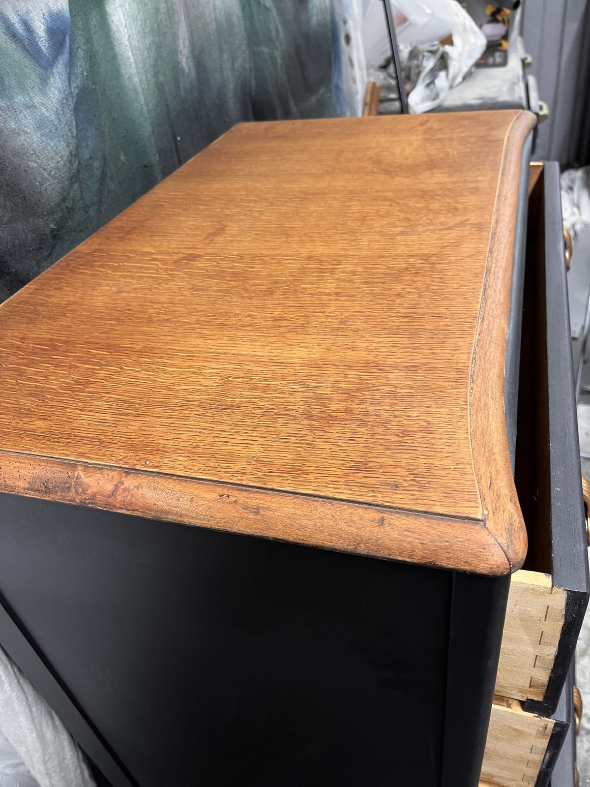 Sleek Mid Century Tallboy In Carbon Black And Oak photo Furniture