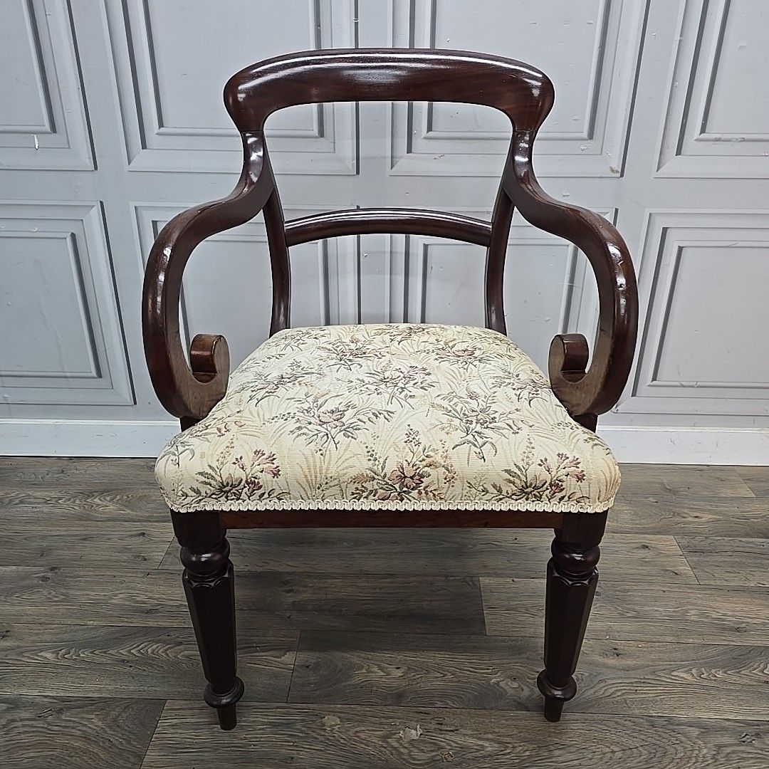 Antique Victorian Mahogany Armchair Solid Wood Regency Style Carver Desk Chair photo 330.0
