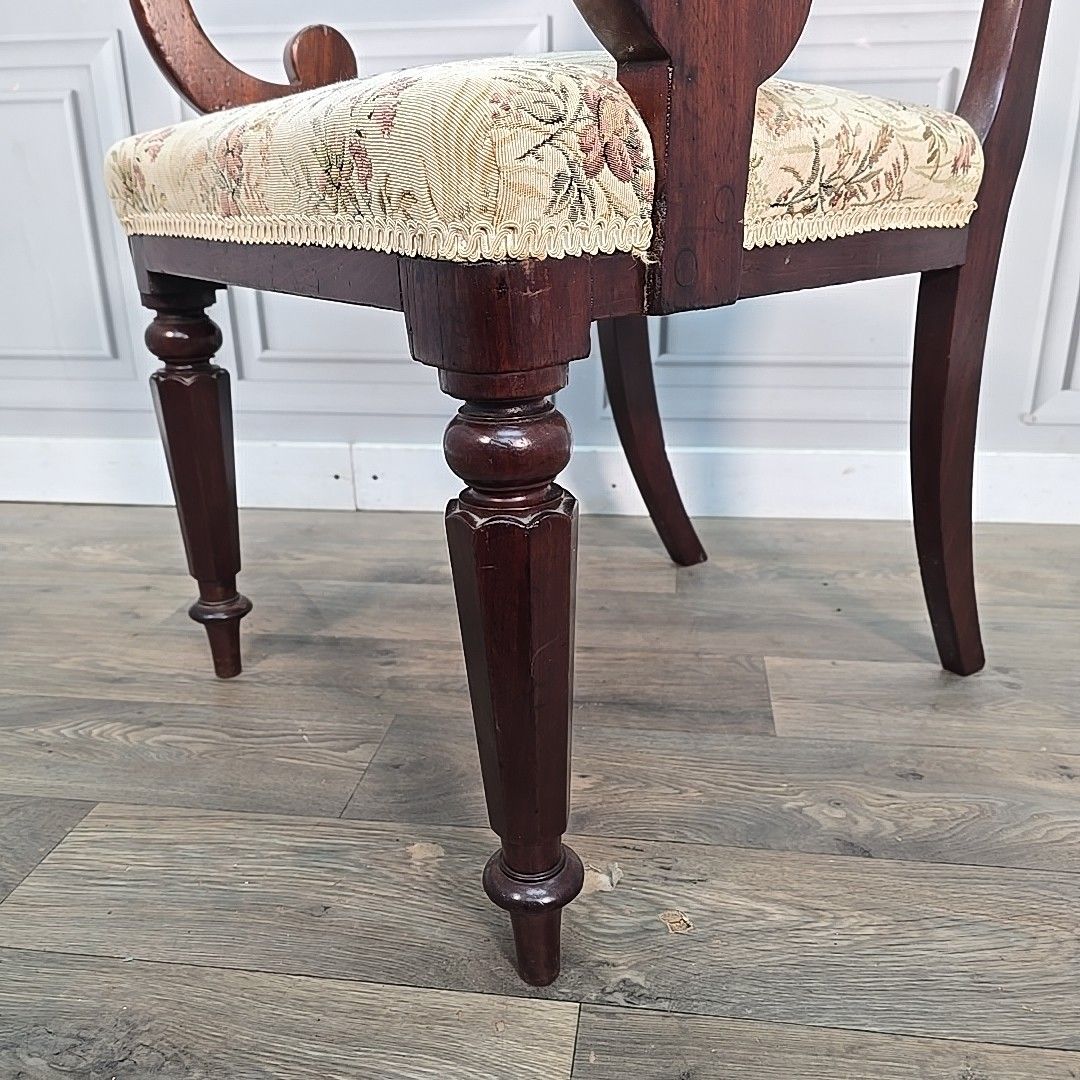 Furniture Antique Victorian Mahogany Armchair Solid Wood Regency Style Carver Desk Chair photo