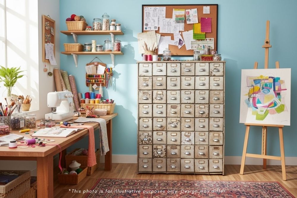 1950’s Industrial Bank Of Metal Drawers photo vinterior