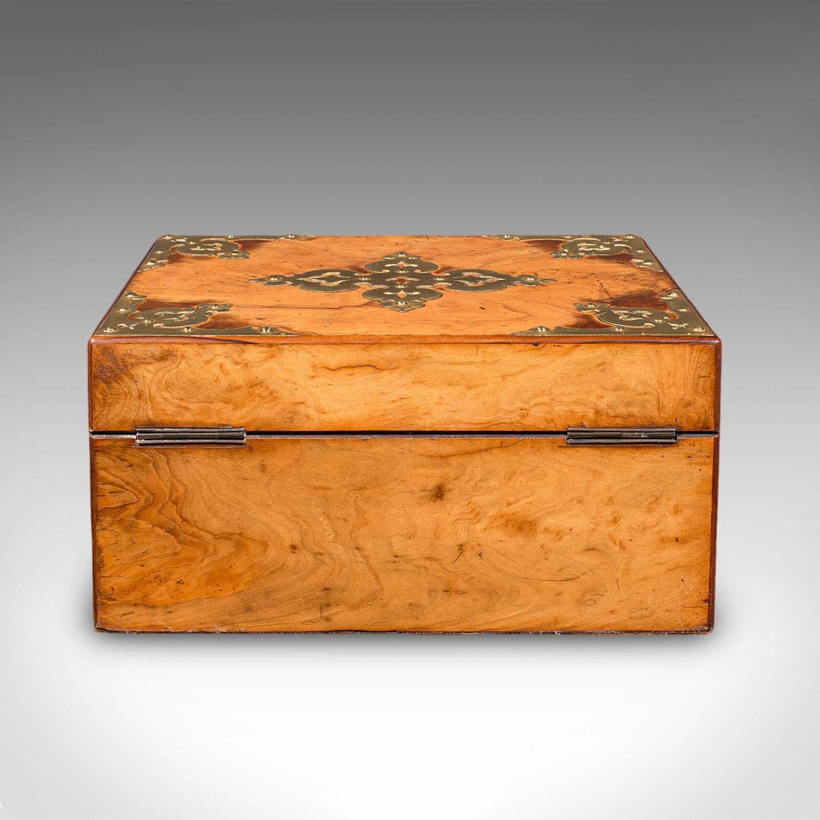 Antique Gothic Revival Sewing Case, Scottish, Walnut, Brass, Workbox, Victorian photo 1320.0