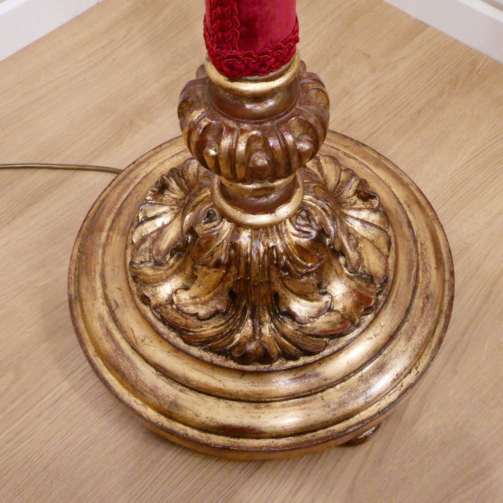 Pair Of Italian Baroque Style Giltwood Floor Lamp, 1920's photo vinterior
