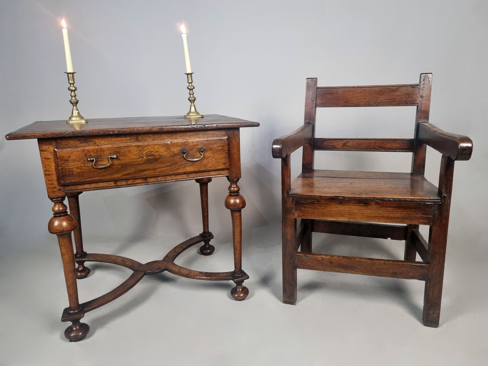 Beautiful Queen Anne Period Elm And Oak Lowboy C.1710 photo furniture