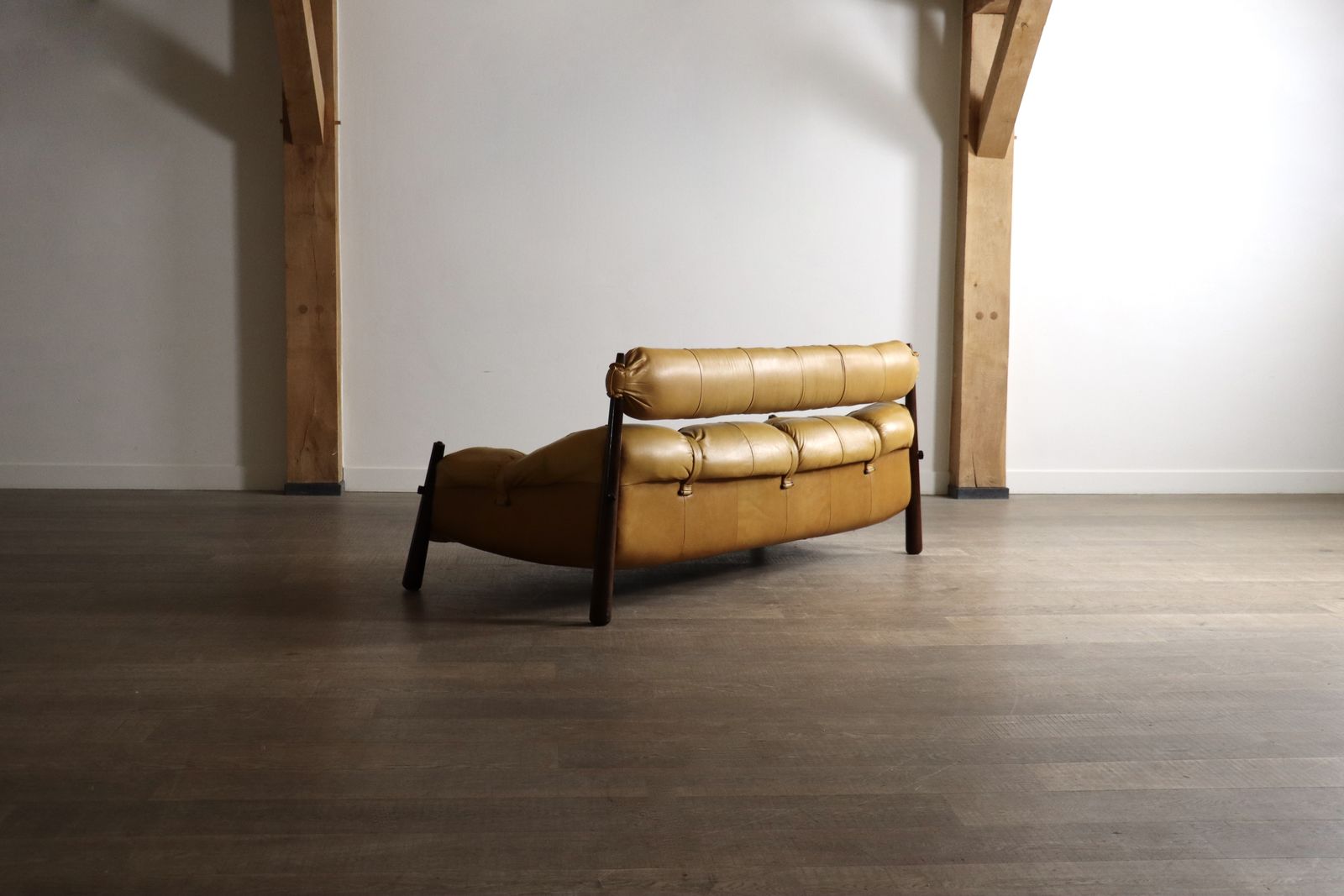photo for sale Percival Lafer Mp 81 Three Seater Sofa In Yellow Leather, Brazil 1970s