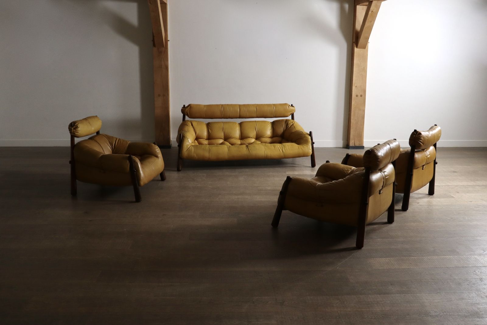 14000.0 Percival Lafer Mp 81 Three Seater Sofa In Yellow Leather, Brazil 1970s photo