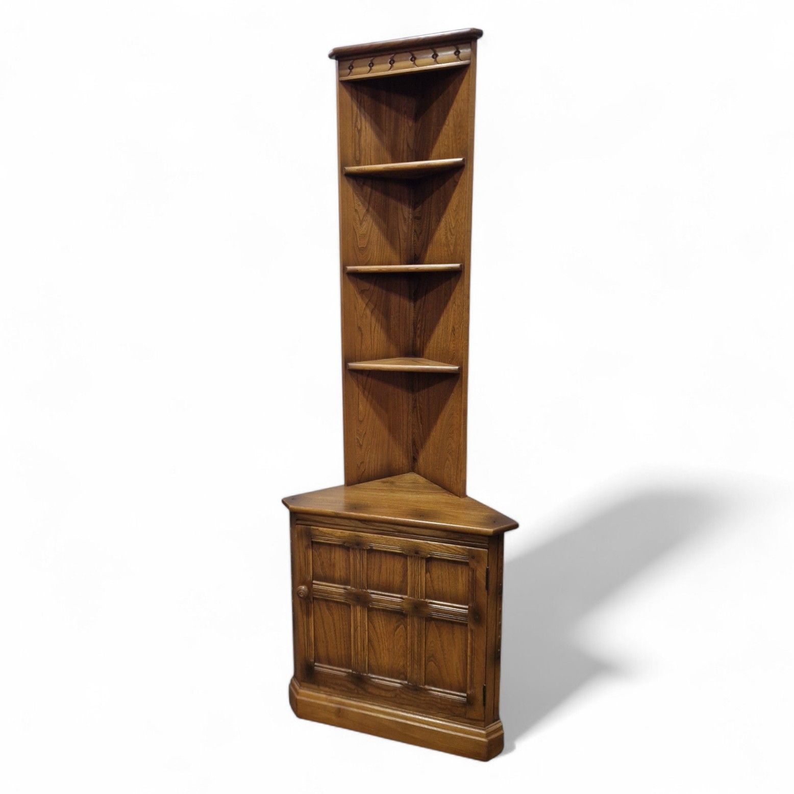 Ercol Elm Corner Cabinet Vintage Display Shelves Panelled Door Unit 1 Of Pair photo 250.0