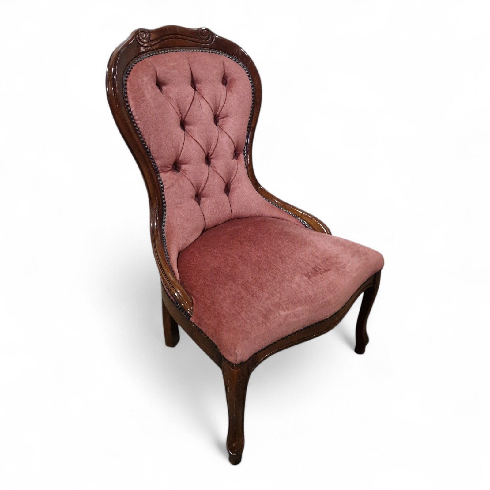Victorian Style Nursing Chair Carved Bedroom Occasional Upholstered Seat photo buy