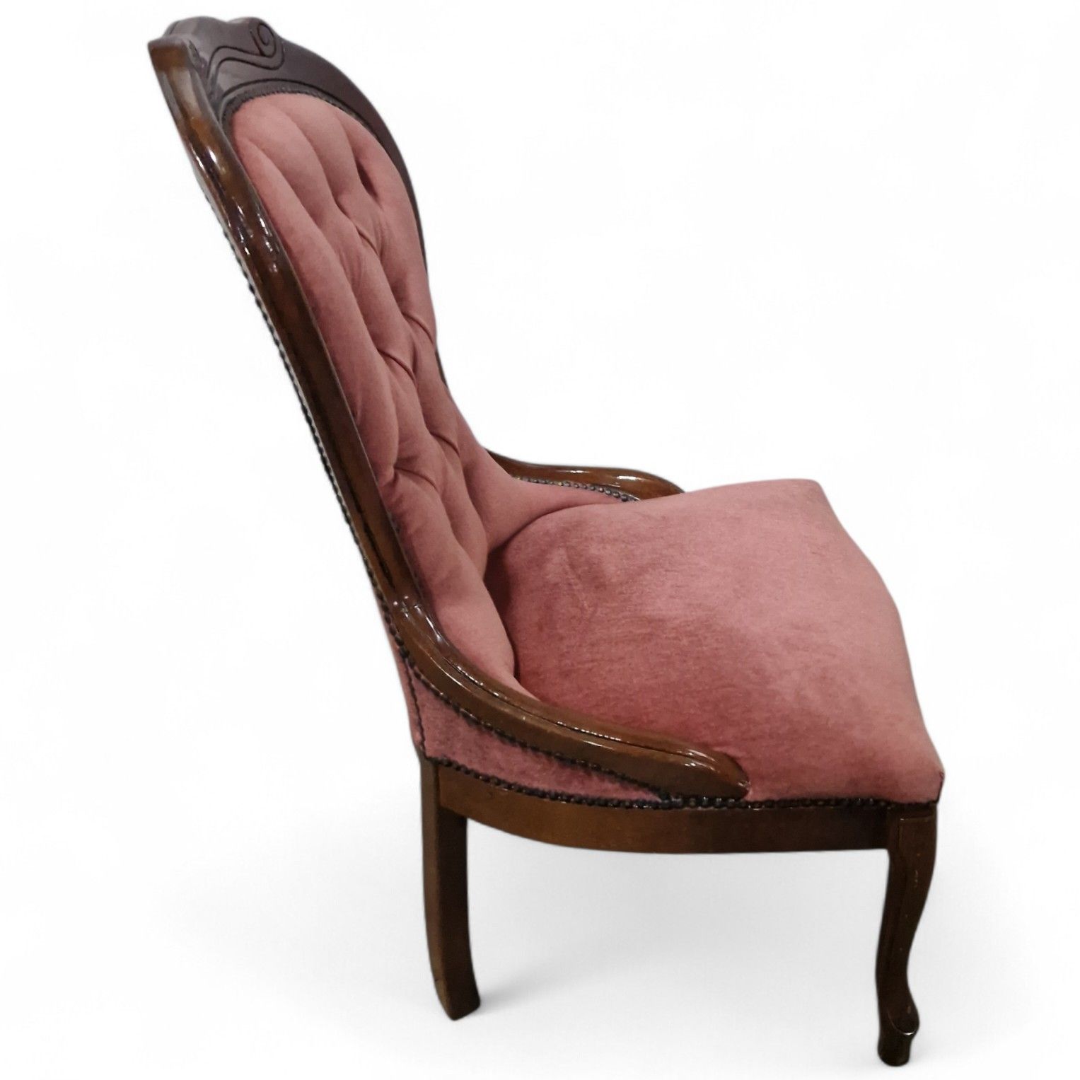 photo vinterior Victorian Style Nursing Chair Carved Bedroom Occasional Upholstered Seat