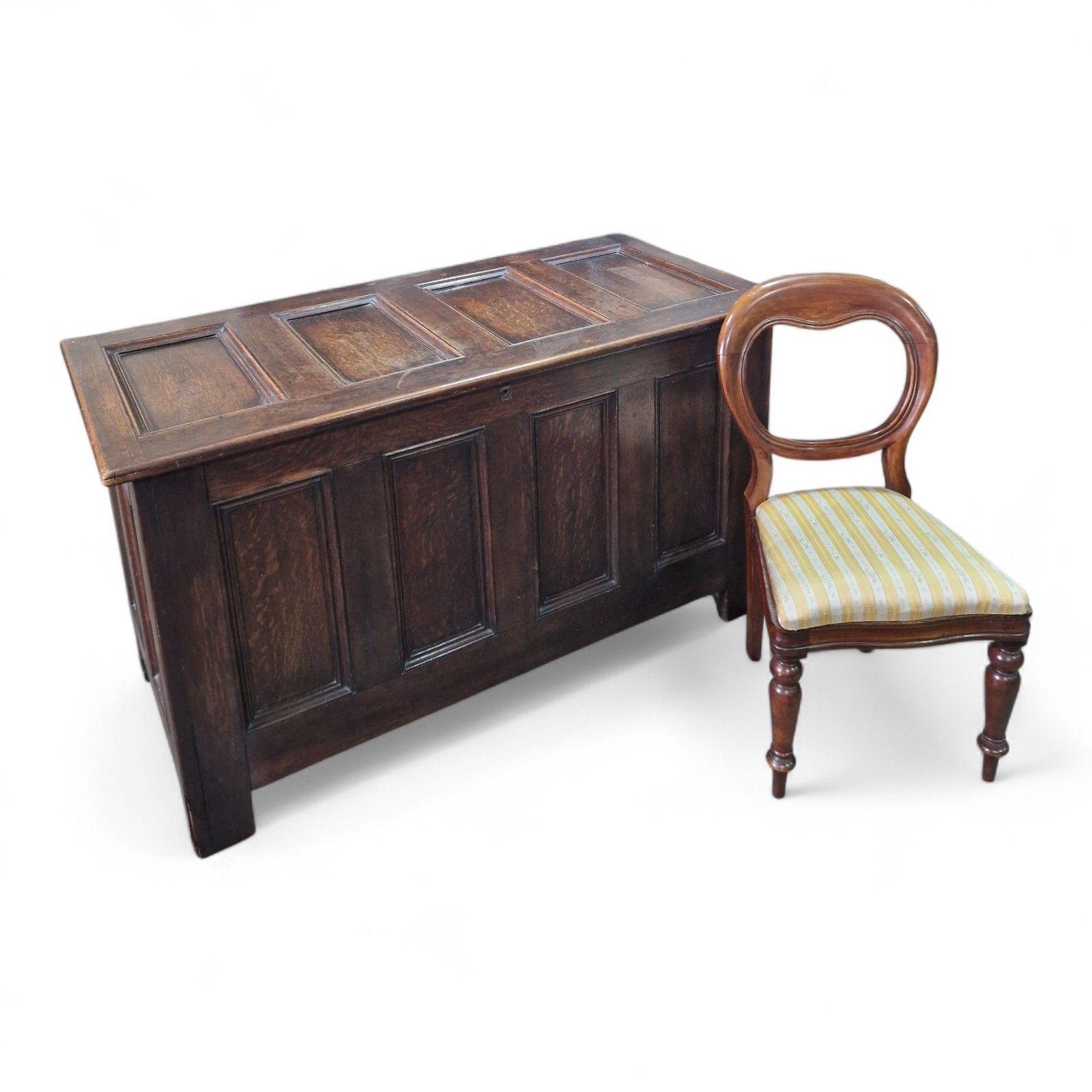 19th Century Panelled Coffer Large Antique Oak Blanket Chest Trunk Oversized photo furniture