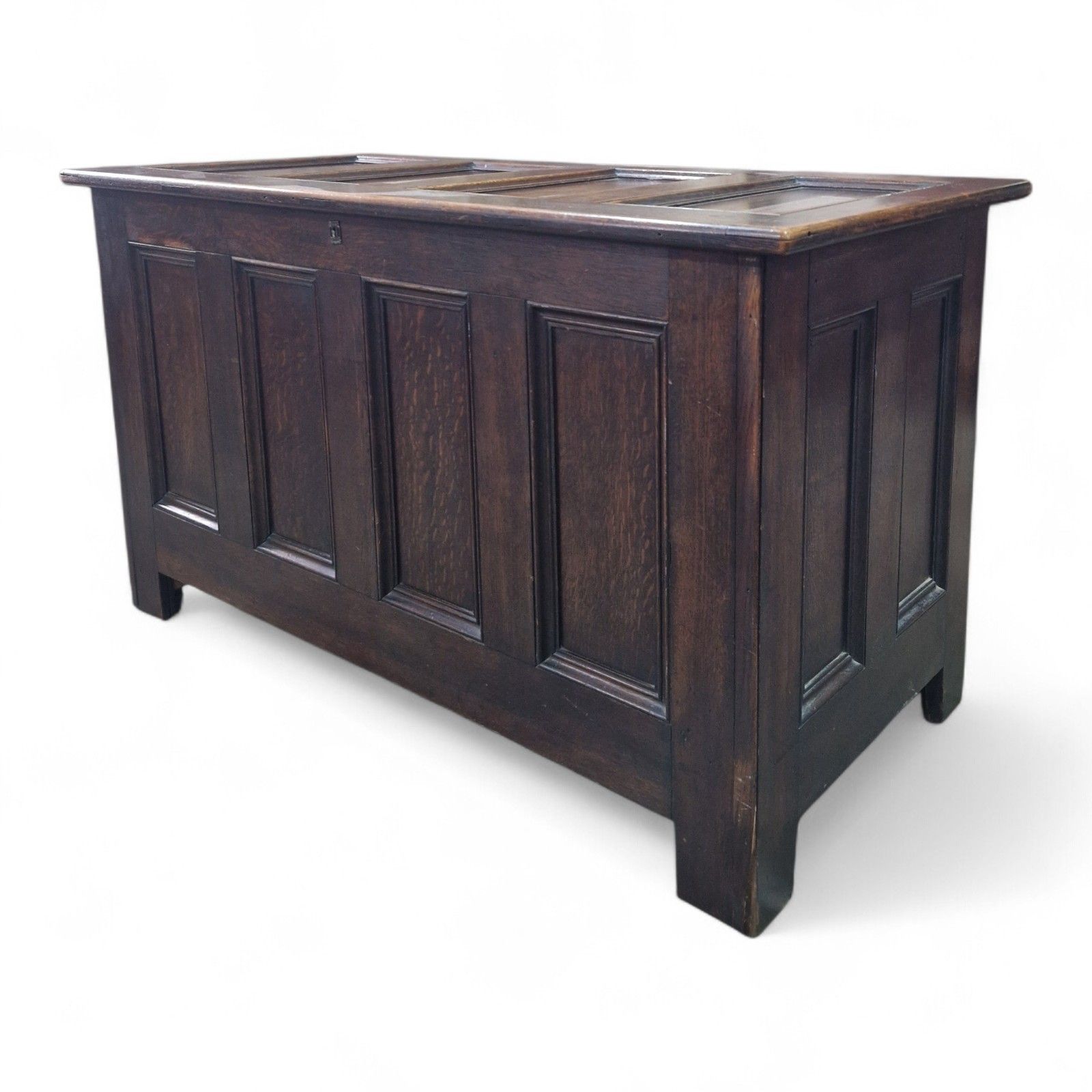 19th Century Panelled Coffer Large Antique Oak Blanket Chest Trunk Oversized photo 495.0