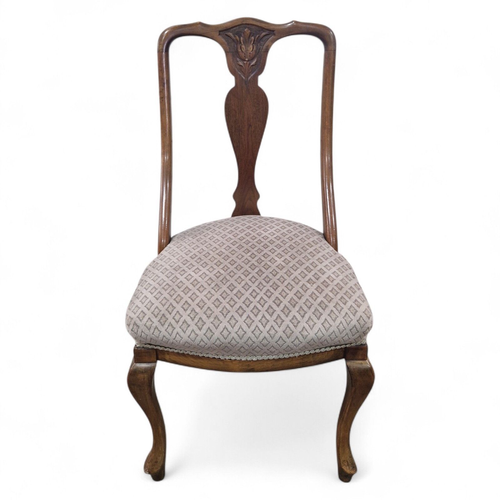 160.0 Set Of 4 Carved Walnut Dining Chairs Antique Scoop Back Chairs Carbiole Leg photo