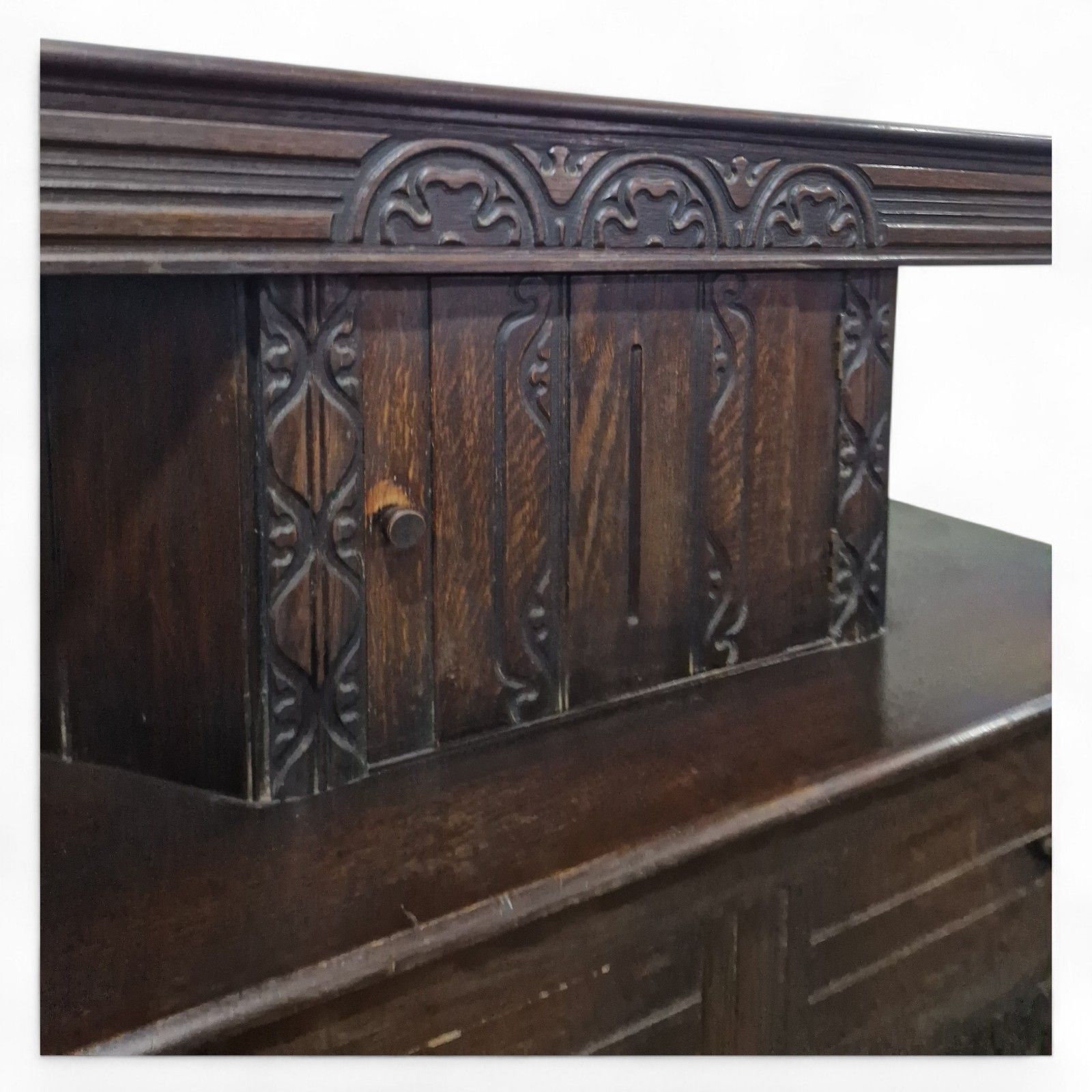 photo furniture Victorian Carved Oak Buffet Dresser Jacobean Revival Antique Cupboard Sideboard