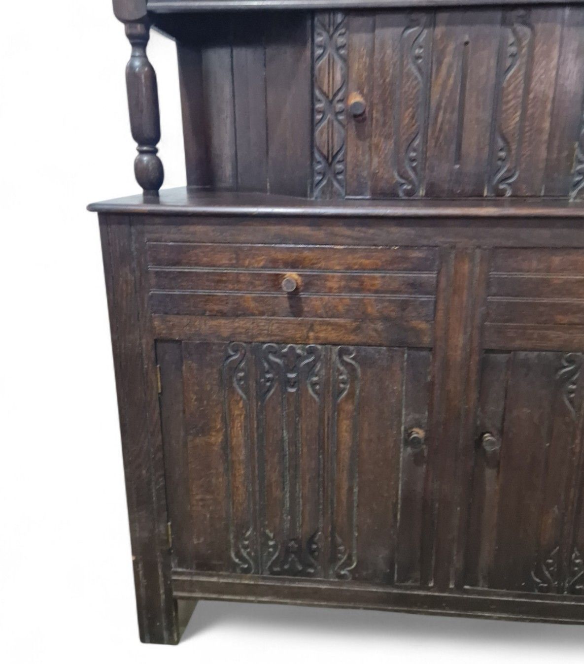 Furniture Victorian Carved Oak Buffet Dresser Jacobean Revival Antique Cupboard Sideboard photo