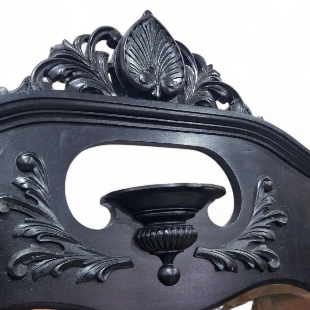 photo for sale Victorian Overmantel Mirror Large Black Carved Heart Shaped Wall Mirror