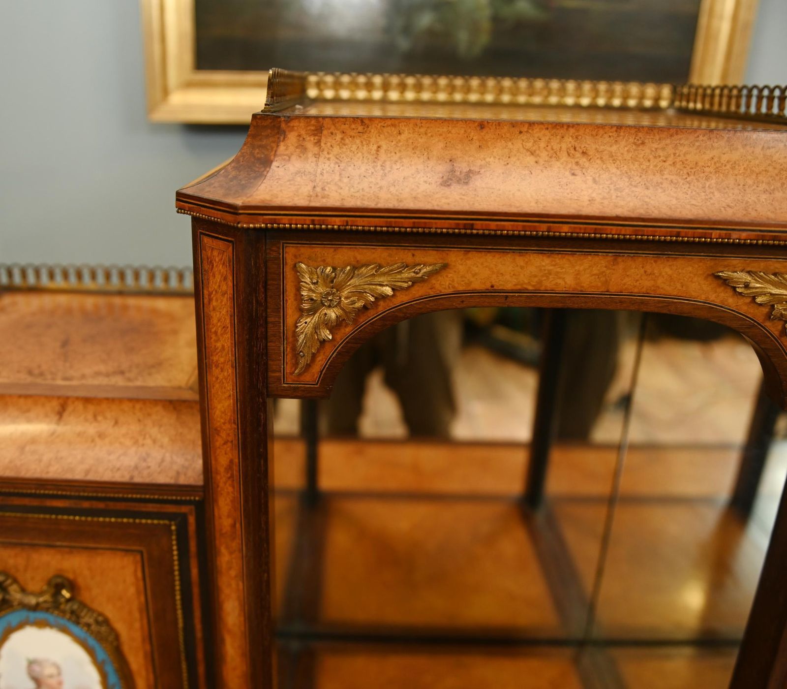 Victorian Bonheur De Jour Desk Amboyna Sevres Plaques 1860 photo buy