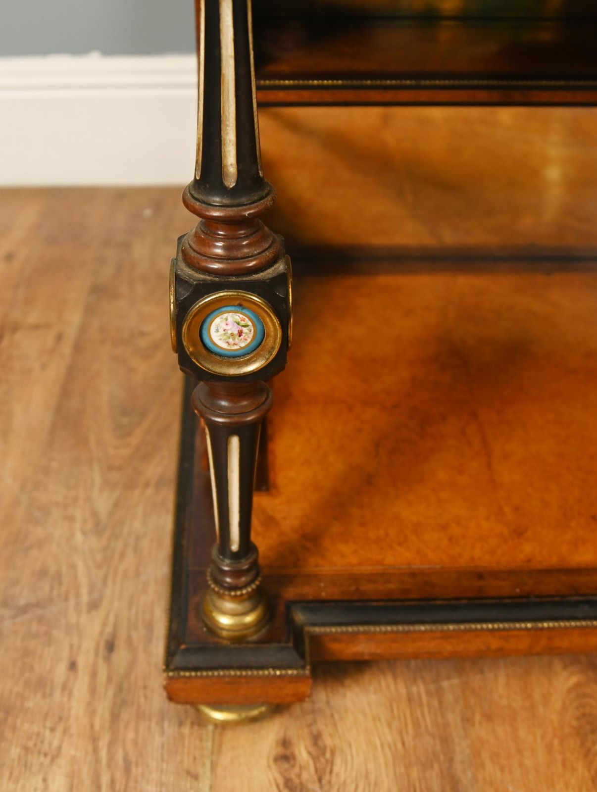photo furniture Victorian Bonheur De Jour Desk Amboyna Sevres Plaques 1860