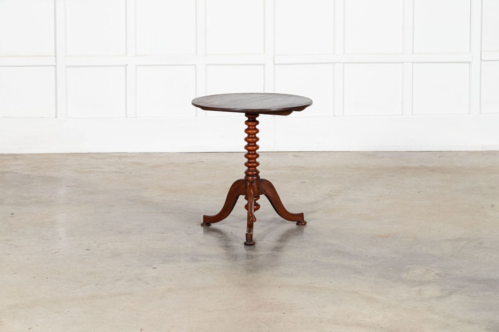 19thc English Mahogany Tilt Top Bobbin Occasional Table photo vintage
