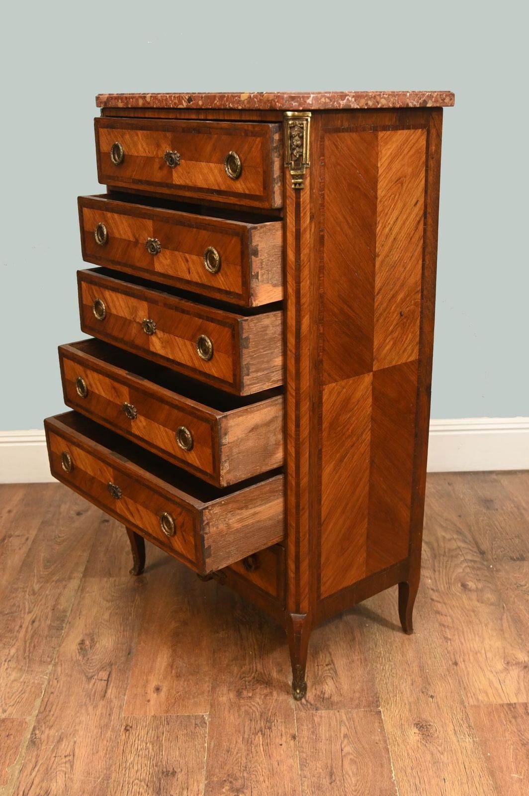 French Louis XVI Chest Drawers Tall Boy Commode photo for sale