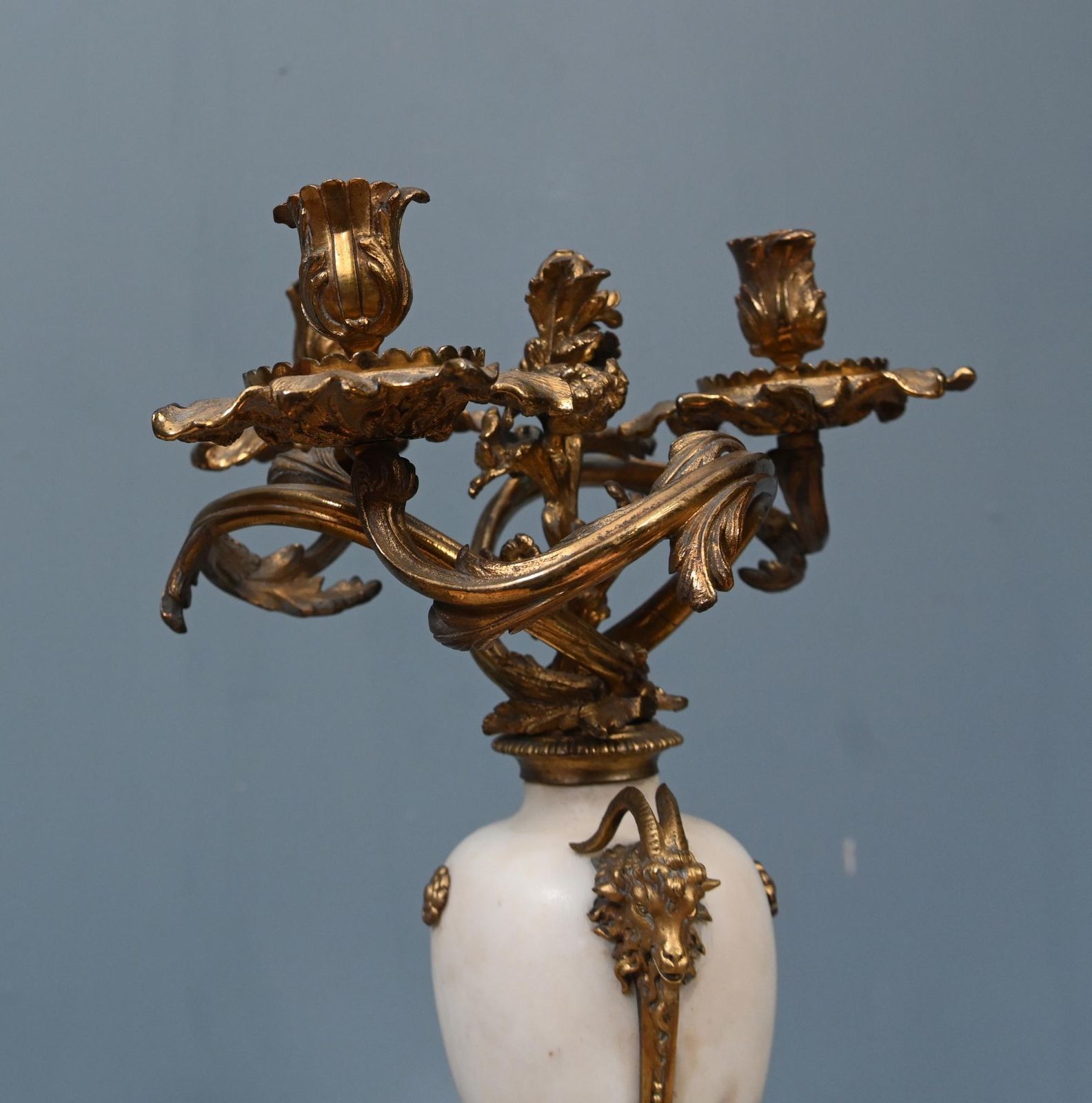 photo buy Pair French Candelabras Gilt Marble Louis XVI Revival 1890