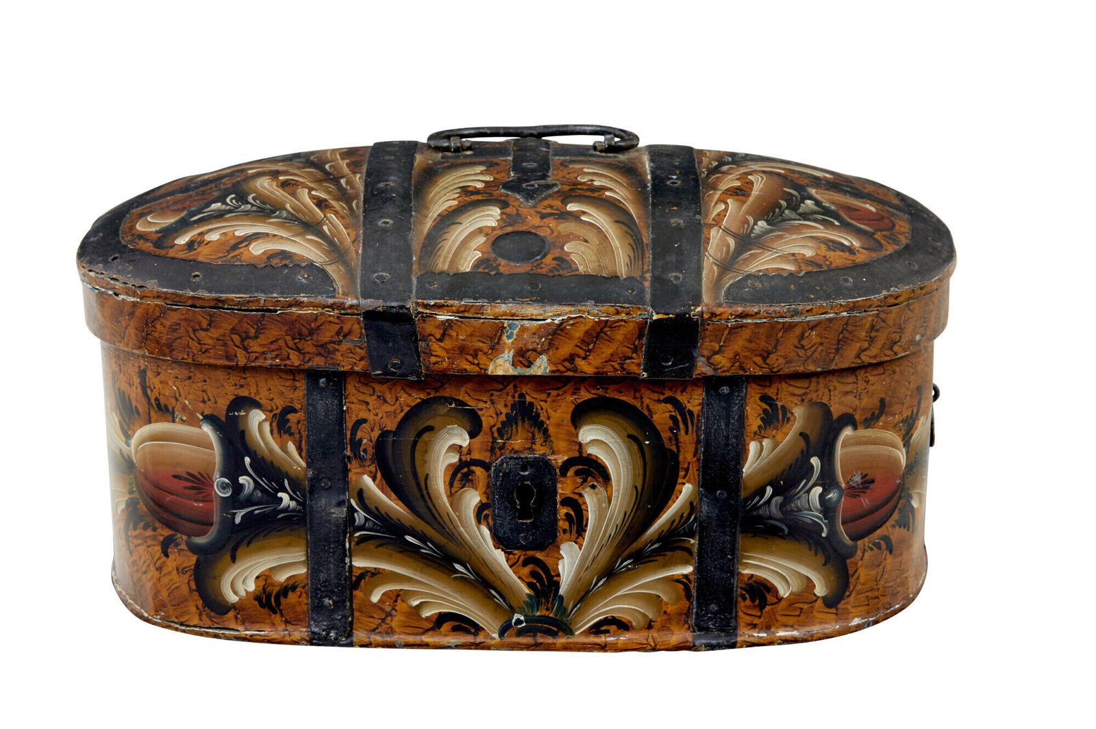 19th Century Scandinavian Folk Art Hand Painted Box