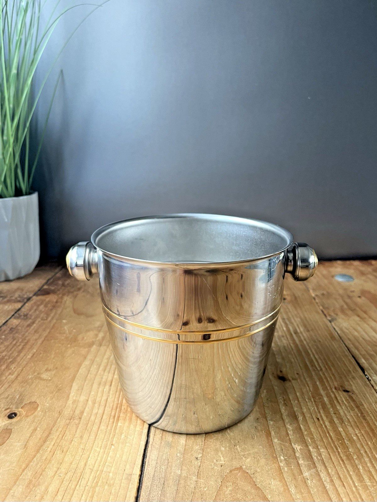 Italian Designer Mepra Silver Gold Plate Art Deco Style Ice Bucket Bottle Cooler photo 95.0