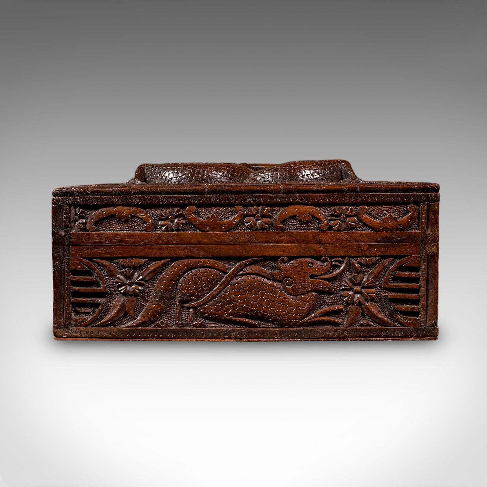 Vintage Carved Cigar Box, Oriental, Teak, Keepsake, Jewellery Case, Art Deco photo 811.0
