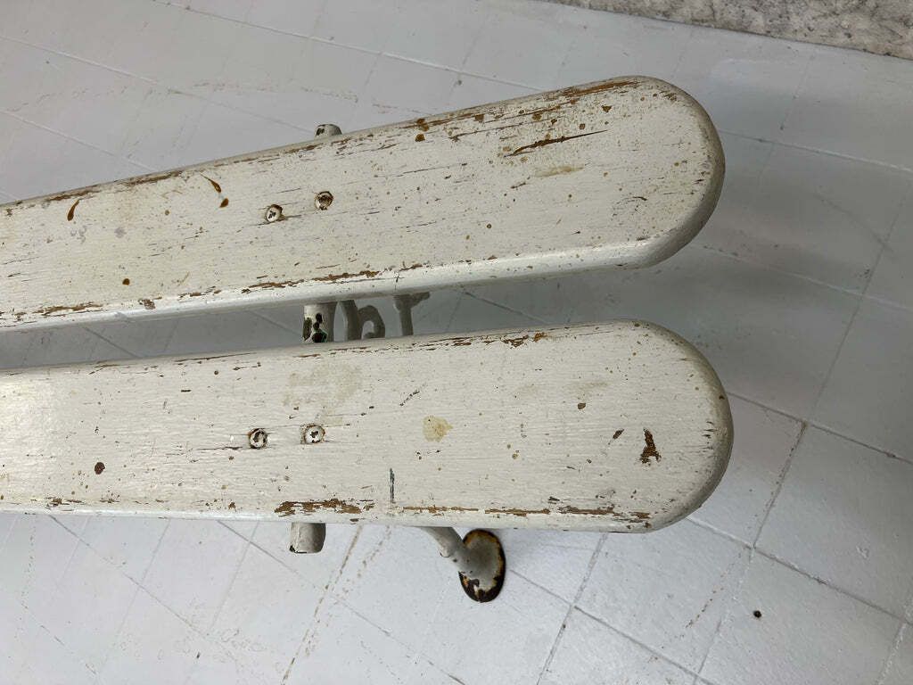 Grey Cast Iron And Wooden Bench photo vintage