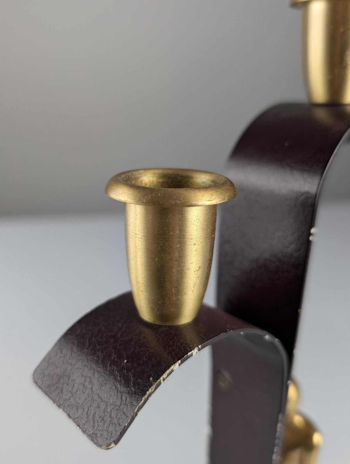 Home Decor Pair Of Sculptural Bronze Candlesticks By Karl Hagenauer, 1940s photo
